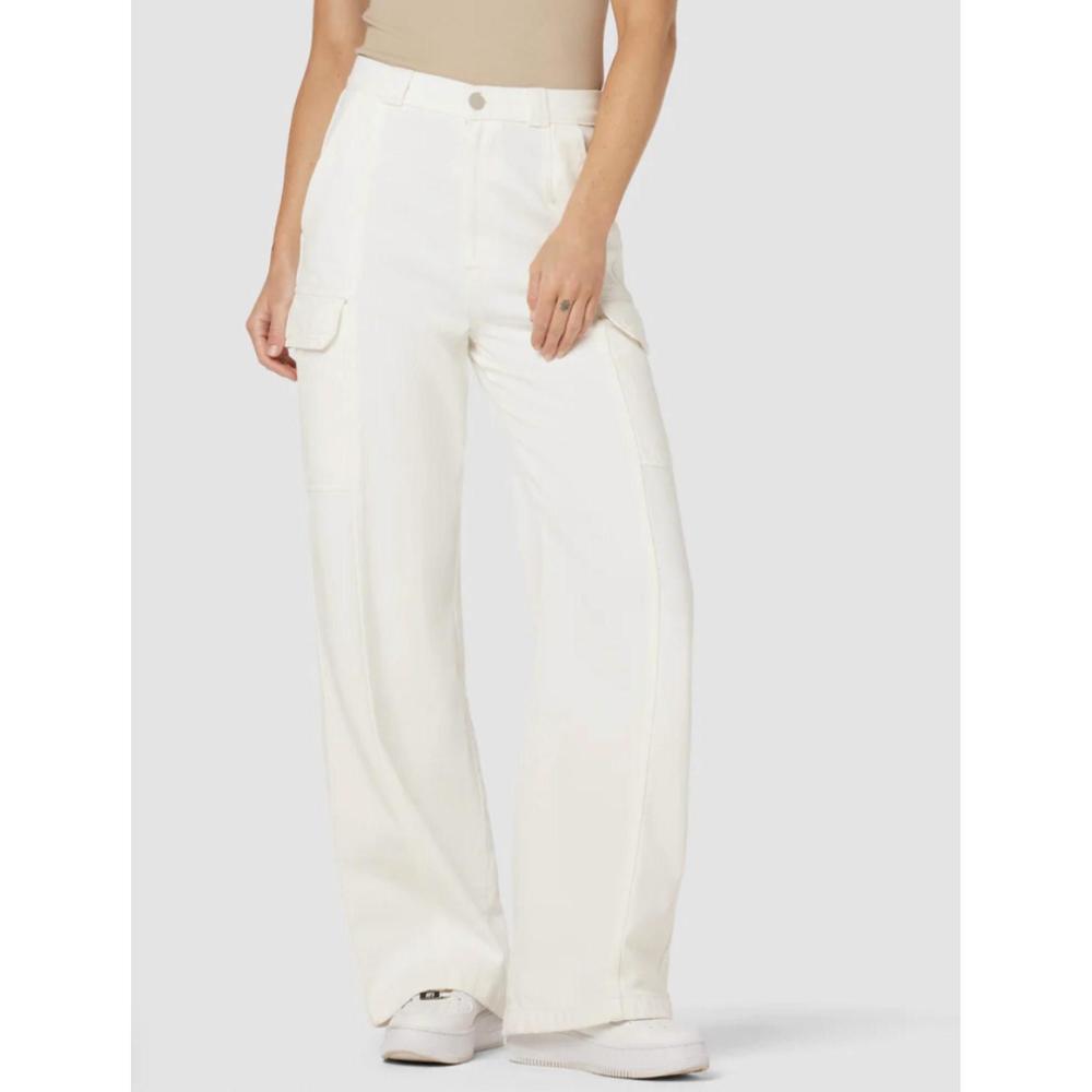 NEW HUDSON high rise wide leg cargo in white